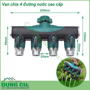Van chia 4 đường nước có khóa cao cấp