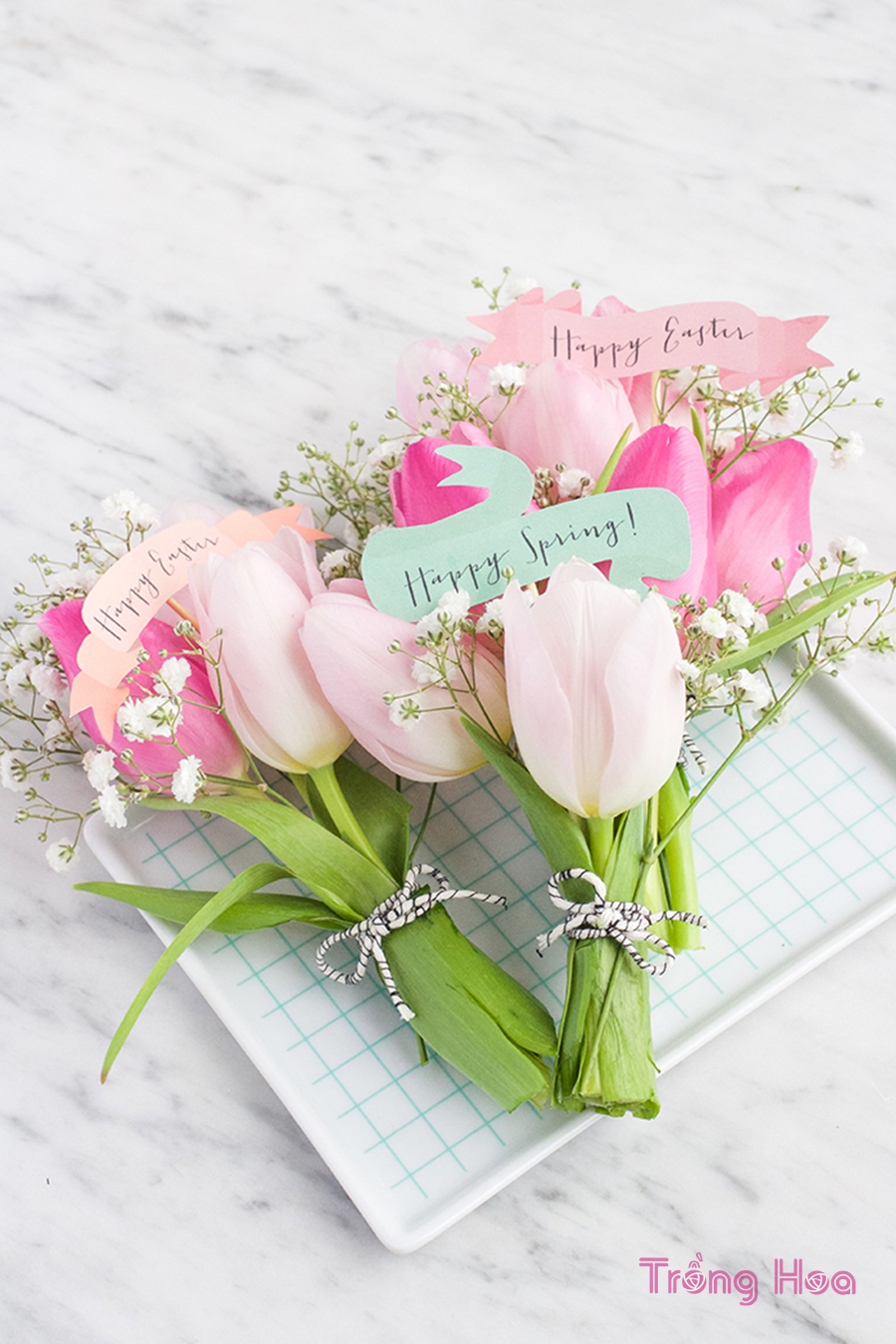 Tự làm bó hoa Tulip nhỏ mùa xuân dễ dàng và nhanh chóng